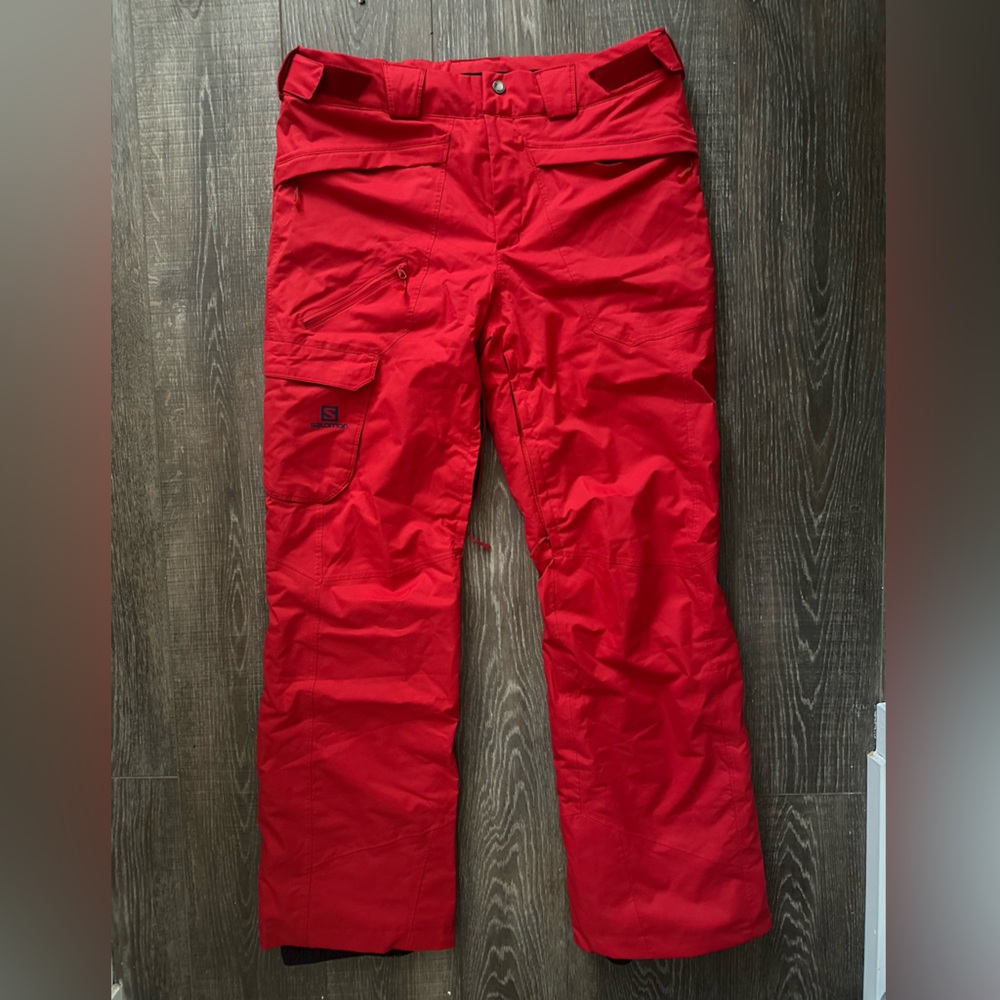 Salomon insulated Ski/Snowboard pants red with adjustable waist. AdvanceSkin